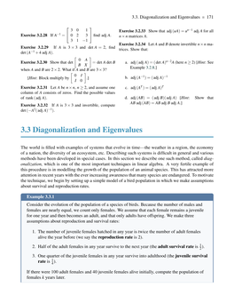 3.3 Diagonalization and Eigenvalues