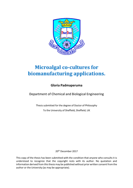 Microalgal Co-Cultures for Biomanufacturing Applications