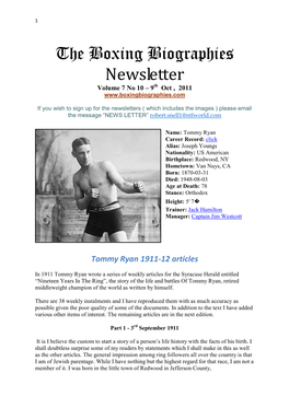 The Boxing Biographies Newsletter