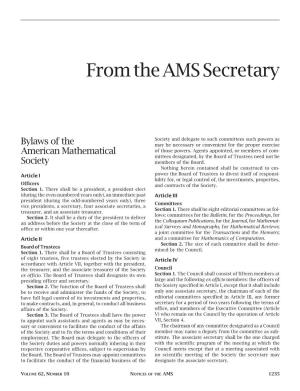 From the AMS Secretary