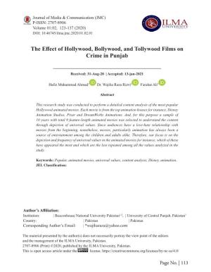 The Effect of Hollywood, Bollywood, and Tollywood Films on Crime in Punjab ______Received: 31-Aug-20 | Accepted: 13-Jan-2021
