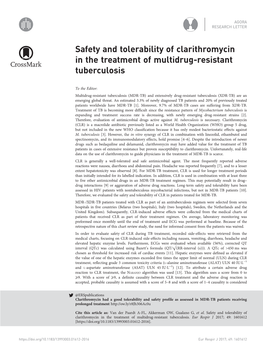 Safety and Tolerability of Clarithromycin in the Treatment of Multidrug-Resistant Tuberculosis