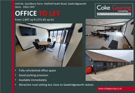 OFFICE to LET from 1,847 Sq Ft (171.65 Sq M)