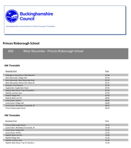 Buckinghamshire Council Home to School Transport Timetables