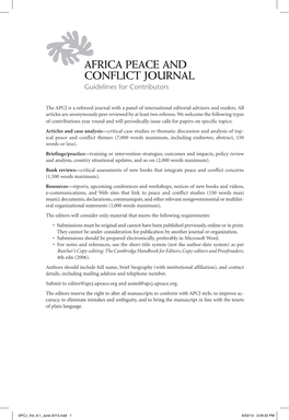 AFRICA PEACE and CONFLICT JOURNAL Guidelines for Contributors