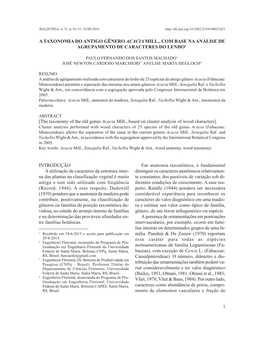 A Taxonomia Do Antigo Gênero Acacia Mill., Com Base Na Análise De Agrupamento De Caracteres Do Lenho1