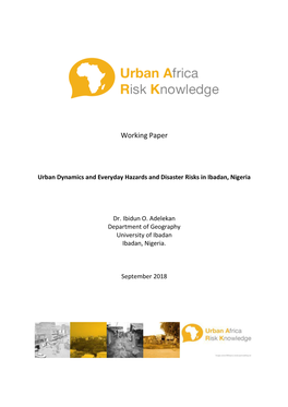 Urban Dynamics and Everyday Hazards and Disaster Risks in Ibadan, Nigeria
