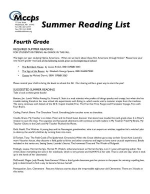 Summer Reading List Fax: (781) 631-0500 Marbleheadcharter.Org