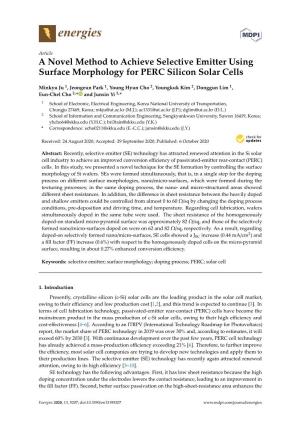 A Novel Method to Achieve Selective Emitter Using Surface Morphology for PERC Silicon Solar Cells