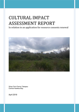 CULTURAL IMPACT ASSESSMENT REPORT in Relation to an Application for Resource Consents Renewal