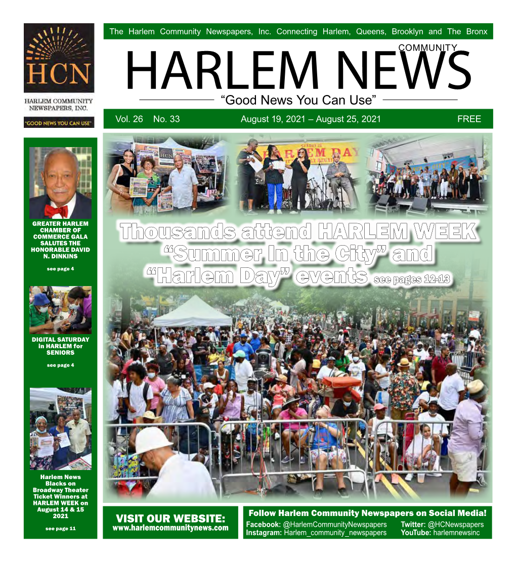 “Summer in the City” and “Harlem Day” Events See Pages 12-13
