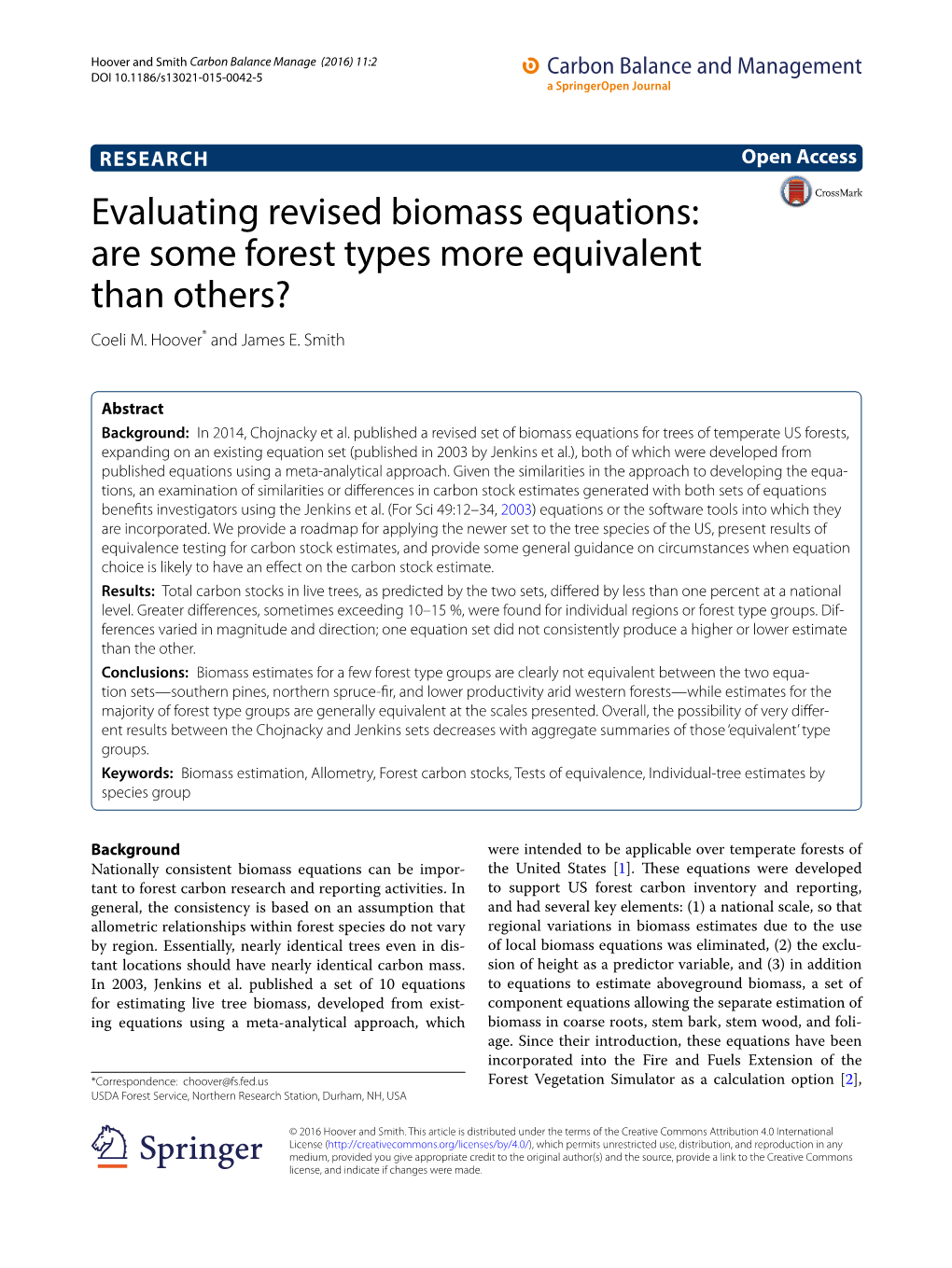 Evaluating Revised Biomass Equations: Are Some Forest Types More Equivalent Than Others? Coeli M