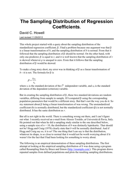 Sampling Distribution of the Regression Coefficient