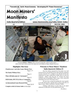 Highlights This Issue Welcome to Moon Miners' Manifesto India Quarterly Edition #2