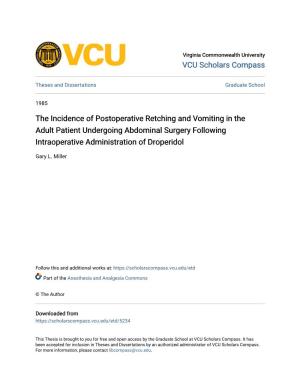 The Incidence of Postoperative Retching and Vomiting in the Adult Patient Undergoing Abdominal Surgery Following Intraoperative Administration of Droperidol