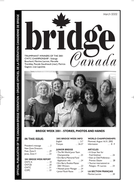 Official Publica Tion of the Canadian Bridge Federa Tion