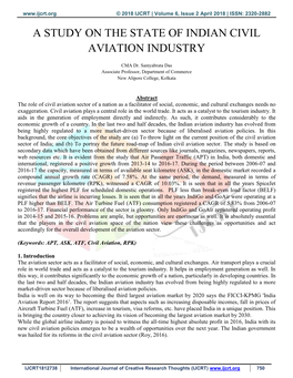 A Study on the State of Indian Civil Aviation Industry