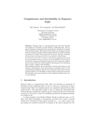 Completeness and Decidability in Sequence Logic