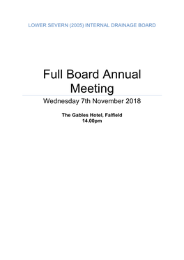 Full Board Annual Meeting Wednesday 7Th November 2018