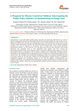 Interrogating the Public Policy Initiative on Immunization in Enugu State