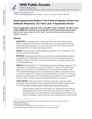 Quasi-Experimental Studies in the Fields of Infection Control and Antibiotic Resistance, Ten Years Later: a Systematic Review