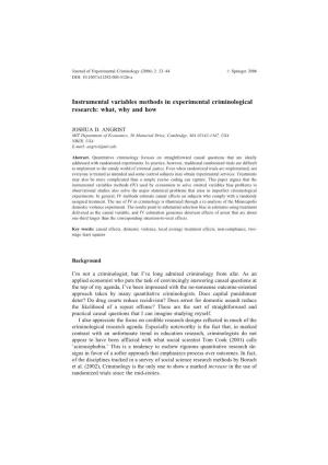 Instrumental Variables Methods in Experimental Criminological Research: What, Why and How