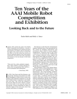 Ten Years of the AAAI Mobile Robot Competition and Exhibition Looking Back and to the Future