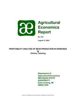 Agricultural Economics Report