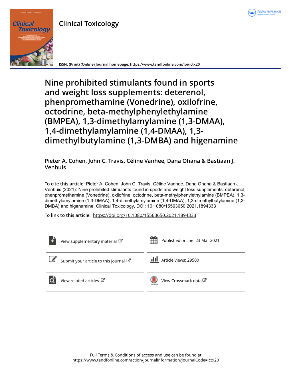 Nine Prohibited Stimulants Found in Sports and Weight Loss