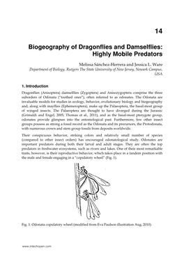 Biogeography of Dragonflies and Damselflies: Highly Mobile Predators