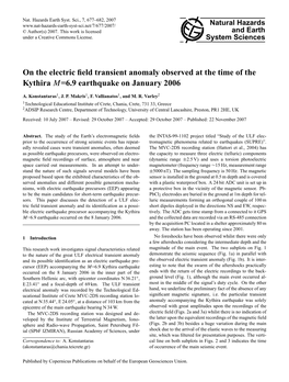 On the Electric Field Transient Anomaly Observed at the Time of the Kythira
