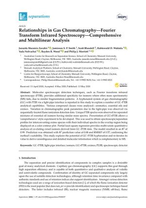 Relationships in Gas Chromatography—Fourier Transform Infrared Spectroscopy—Comprehensive and Multilinear Analysis