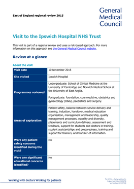 Visit to the Ipswich Hospital NHS Trust