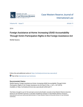 Foreign Assistance at Home: Increasing USAID Accountability Through Victim Participation Rights in the Foreign Assistance Act