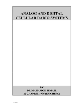 Analog and Digital Cellular Radio Systems