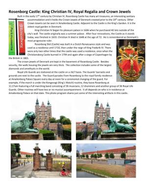 Rosenborg Castle: King Christian IV, Royal Regalia and Crown Jewels
