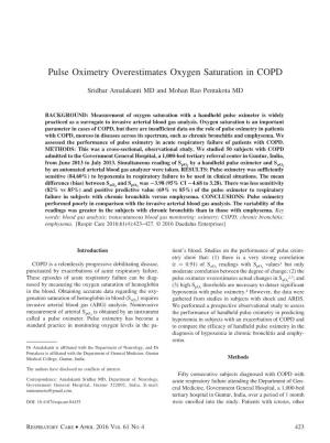 Pulse Oximetry Overestimates Oxygen Saturation in COPD