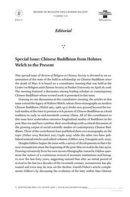 Chinese Buddhism from Holmes Welch to the Present