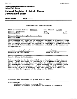 National Register of Historic Places Continuation Sheet