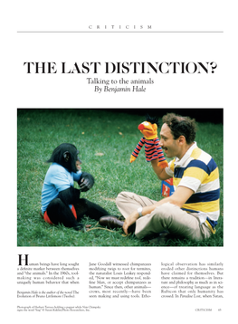 Last Distinction? Talking to the Animals by Benjamin Hale