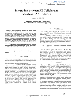 Integration Between 3G Cellular and Wireless LAN Network