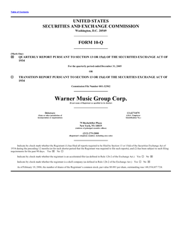Warner Music Group Corp. (Exact Name of Registrant As Specified in Its Charter)