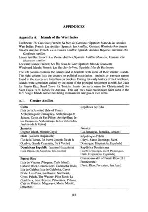 APPENDICES Appendix A. Islands of the West Indies A.I. Greater Antilles