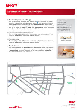 Directions to Hotel “Ars Vivendi”