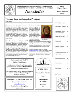 Newsletter Volume 2011 Issue 2 Fall 2011