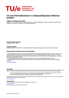 On Non-Informativeness in a Classical Bayesian Inference Problem