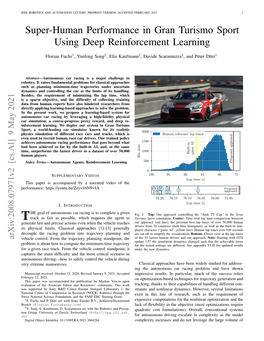 Super-Human Performance in Gran Turismo Sport Using Deep Reinforcement Learning