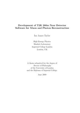 Development of T2K 280M Near Detector Software for Muon and Photon Reconstruction