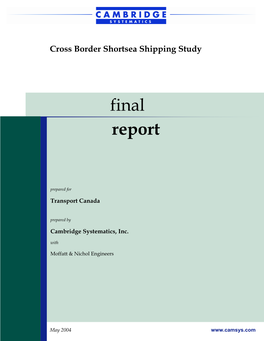 2004 Cross-Border Shortsea Shipping Study Phase I Final Report