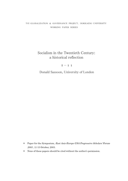 Socialism in the Twentieth Century: a Historical Reflection